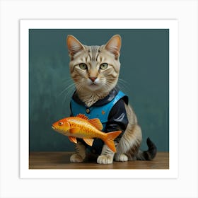 Default Cat With Fish Art 0 Art Print