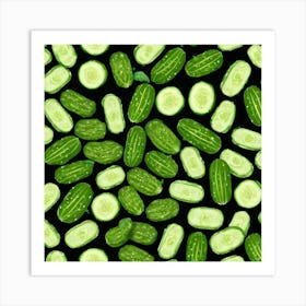 Cucumbers On A Black Background 1 Art Print