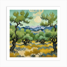 Olive Trees With The Alpilles In The Background, Vincent Van Gogh Art Print Art Print