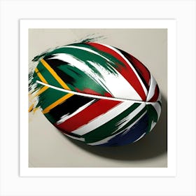 A Vibrant And Dynamic Image Of A Stylized Rugby Ball With An Abstract Art Design Featuring The South African Flag Colors 1 Poster