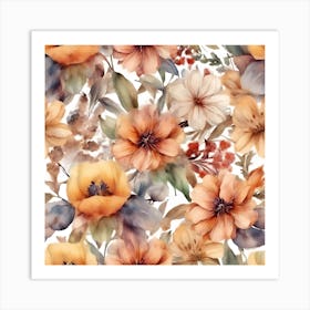 Watercolor Floral Pattern Art Print