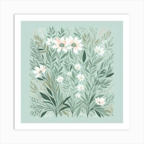 Sage Green Floral Art Print Art Print