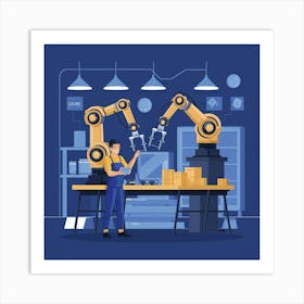 Robots In The Factory Art Print