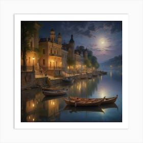 Night By The River 1 Art Print