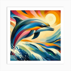 Abstract modernist Dolphin 5 Art Print