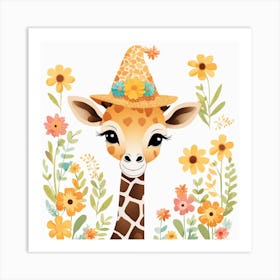 Floral Baby Giraffe Nursery Illustration (5) 1 Art Print