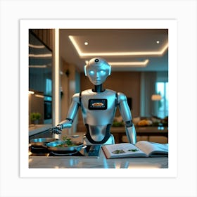 Leonardo Phoenix 10 A Sleek Silver And Minimalist Robot With G 1 Art Print