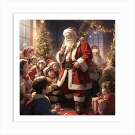 Santa Claus With Children Art Print