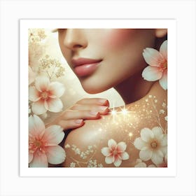 Beautiful Woman With Flowers 2 Art Print