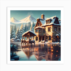 House In The Snow Art Print