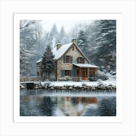 Cottage by the water Art Print