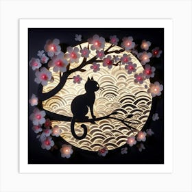 midnight cat Art Print