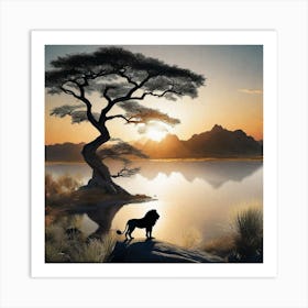 Lion And The Tree Art Print