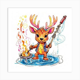 Fishing Deer 1 Art Print