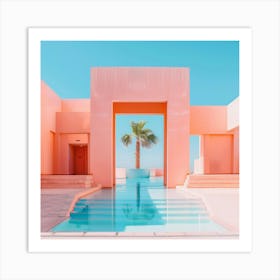 Pink House In The Desert Art Print