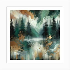 Abstract Of Forest With Trees,Wallart Painting Art Print