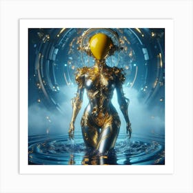 Futuristic Woman In Water 1 Art Print