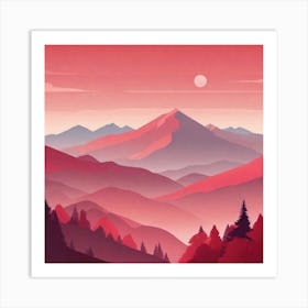 Misty mountains background in red tone 17 Art Print