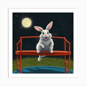 Rabbit On Trampoline 1 Art Print