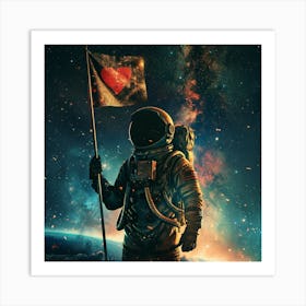 Astronaut In Space - Spread Love Art Print