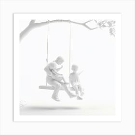 Family On Swing Art Print