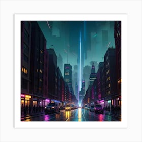 Urban Symphony Lights Streets and People Art Print