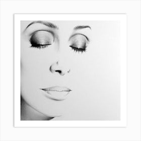 Cher Pencil Portrait Drawing Minimal Black and White Art Print
