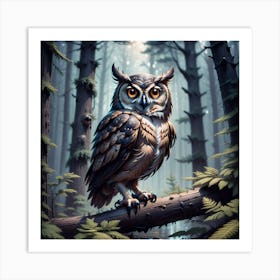 Owl In The Forest 75 Art Print