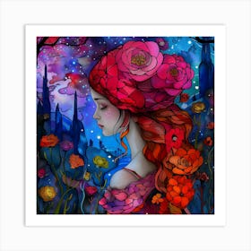 Fairy of pink roses Art Print