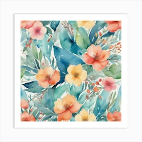 Watercolor Floral Pattern 1 Art Print