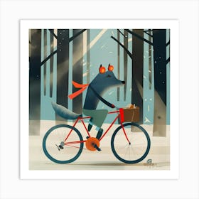 Wolf On A Bike Art Print