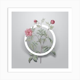 Vintage Cinnamon Rose Minimalist Botanical Geometric Circle on Soft Gray n.0560 Art Print
