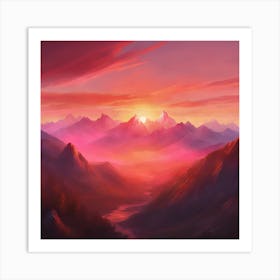 Sunset In The Mountains Art Print