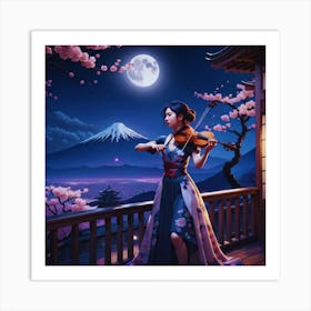 Asian Woman Playing Violin Art Print