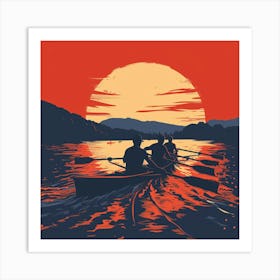 Rowing At Sunset 1 Art Print