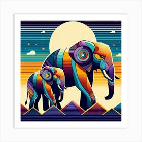 Asher and Kaia Elephants Art Print