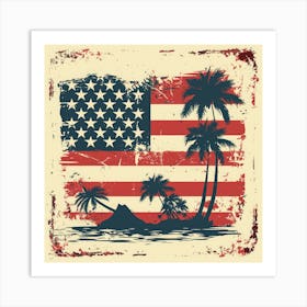 American Flag With Palm Trees 2 Art Print
