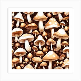 Seamless Pattern Of Mushrooms 2 Art Print