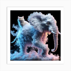 Elephant And Cat Art Print