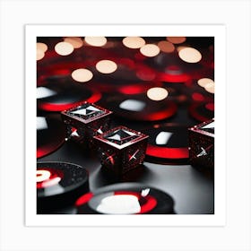 Red and lit up lights Art Print