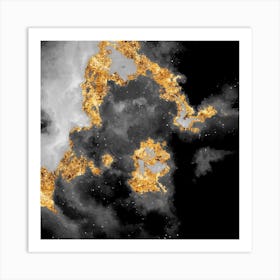 100 Nebulas in Space with Stars Abstract in Black and Gold n.016 Art Print