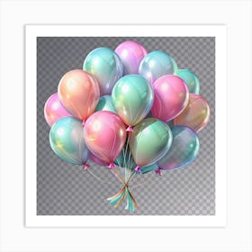 Bunch Of Colorful Balloons With Pastel Tones Art Print