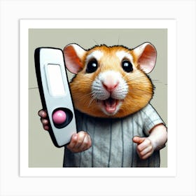 Hamster Holding A Phone 1 Art Print
