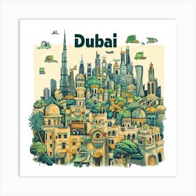 Dubai City PostCard Artwork Art Print