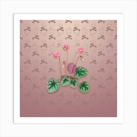 Vintage Shore Cyclamen Flower Botanical on Dusty Pink Pattern n.1039 Art Print