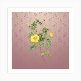Vintage Yellow Sweetbriar Rose Botanical on Dusty Pink Pattern n.0974 Art Print