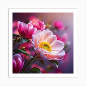 Peony Flowers Art Print