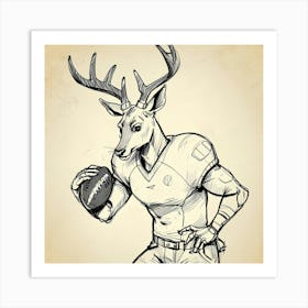 Deer Football Player Art Print