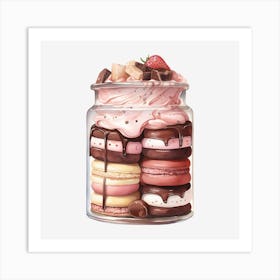 Macarons In A Jar Art Print