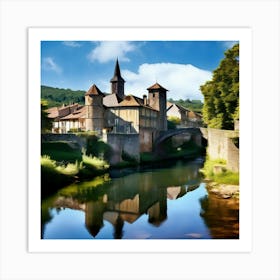 Village Near A River Art Print